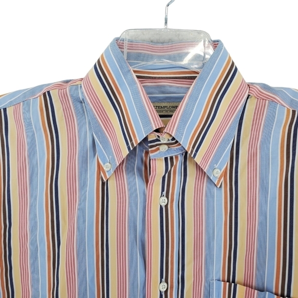 Altemflower Shirt Mens L 16.5 42 Colorful Striped Button Down Long Sleeve Pocket - Picture 2 of 16